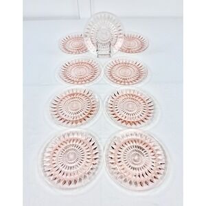 9 Vintage Jeannette Windsor Pink Depression Glass 9" Dinner Plates 1930s Set